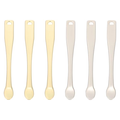 LRXIYODE 6 Stück Metall Kosmetikspatel Gesichtspflege Löffel Praktisches Make up Werkzeug für Gleichmäßiges Auftragen von Creme und Masken Geruchlos Langlebig Silber und Goldfarben von LRXIYODE