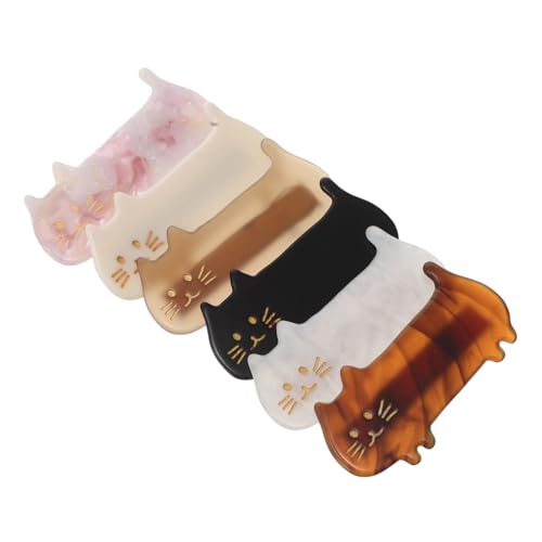 LRXIYODE 6 Stück Niedliche Katzenhaarklammern aus Celluloseacetat Leichte Alligator-Haarspangen für Zartes Haar Bunte Tierförmige Haarschmuck-Accessoires für Mädchen und Frauen Vielseitig von LRXIYODE