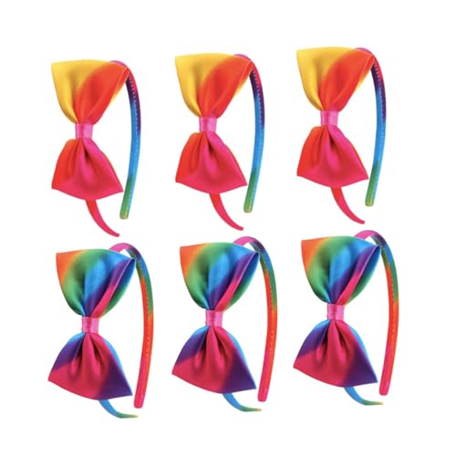 LRXIYODE 6 Stück Regenbogen Haarreifen mit Schleife für Mädchen Buntes Langlebiges Haarschmuck Bequem und Verformungsbeständig Geeignet für Kindergeburtstag und Fotoshootings von LRXIYODE