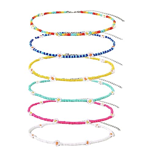 LRXIYODE 6 Stück Teiliges Blumen Set Bunten Perlen für Frauen Eleganter Choker mit Einzigartigem Design für und Besondere Anlässe von LRXIYODE