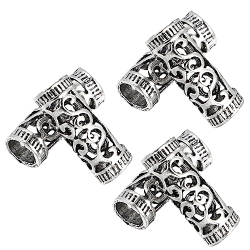 LRXIYODE 6 Stück Teiliges Dreadlock Ringe aus Robustem Vintage Hollow Out Design Einfach zu Befestigen für Dreadlocks Zöpfe und Haar DIY Silberfarbener Haarschmuck von LRXIYODE
