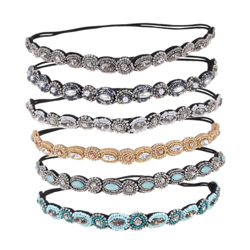 LRXIYODE 6 Stück Teiliges Elastische Haarbänder mit Perlen und Strass Besetzt Handgefertigtes Haarschmuck Damen und Mädchen Vielseitig Einsetzbar für Dünnes und Dickes Haar Eleganter von LRXIYODE