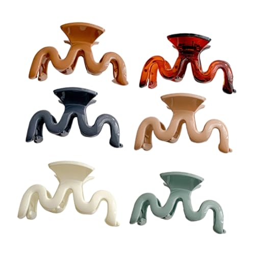 LRXIYODE 6 Stück Teiliges Große Wellenförmige Haarklammern für Damen Stabile Haarspangen aus Robustem Material Geeignet für Dickes und Normales Haar für Alltag Büro und Freizeit von LRXIYODE