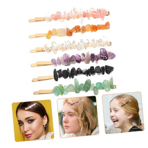 LRXIYODE 6 Stück Teiliges Haarklammern mit Echten Edelsteinen Metall Haarclips für Dickes Haar Bunte Natürliche Stein Haarspangen für Damen und Mädchen Leicht und Langlebig Modische von LRXIYODE
