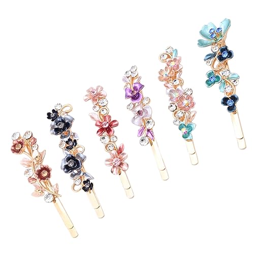 LRXIYODE 6 Stück Teiliges Haarnadel mit Vintage Blumen und Funkelnden Strasssteinen Farbige Haarspangen für Damen als Brautschmuck und Modisches Accessoire für Hochzeit Geburtstag und von LRXIYODE