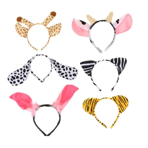 LRXIYODE 6 Stück Teiliges Haarreif aus Kurzem Plüsch mit Cartoon Tiermotiven Leichte Cosplay Kopfbedeckung für Kostüm Mottopartys für Fasching und Performance von LRXIYODE