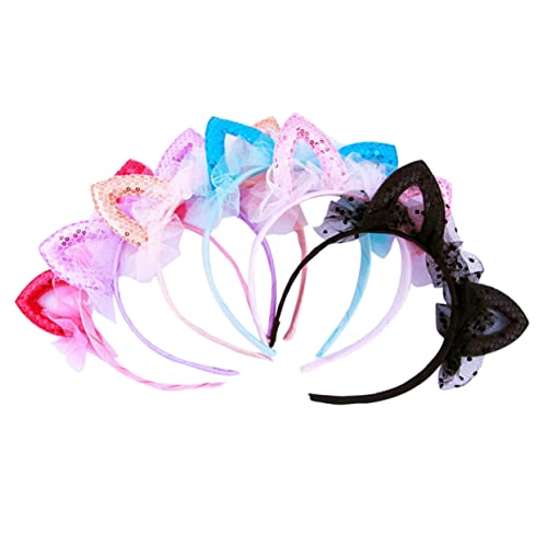 LRXIYODE 6 Stück Teiliges Haarreif mit Katzenohren aus Spitze Glitzernde Haarschmuck für Partys Hochzeiten und Festlichkeiten Perfektes Accessoire für Mädchen von LRXIYODE