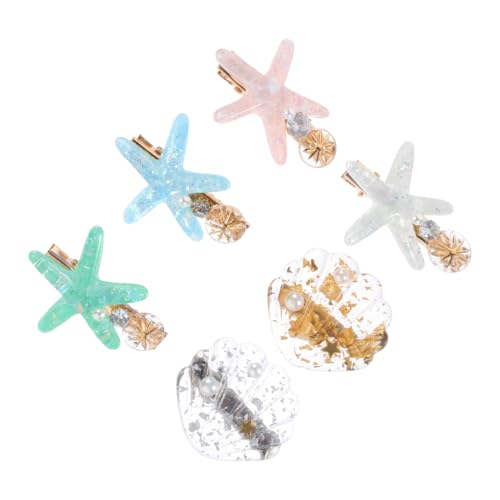 LRXIYODE 6 Stück Teiliges Haarschmuck für Mädchen Glänzende Muschel und Seestern Haarklammern Dekorative Seitliche Haarclips Rutschfest Geeignet für Dickes und Dünnes Haar Vielseitig für von LRXIYODE