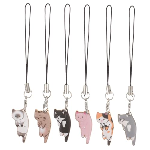 LRXIYODE 6 Stück Teiliges Katzenanhänger Basteln Süßer Schlüsselanhänger und Armbänder Niedliche Katzenform Glatte Oberfläche für Katzenliebhaber und DIY Schmuckherstellung von LRXIYODE