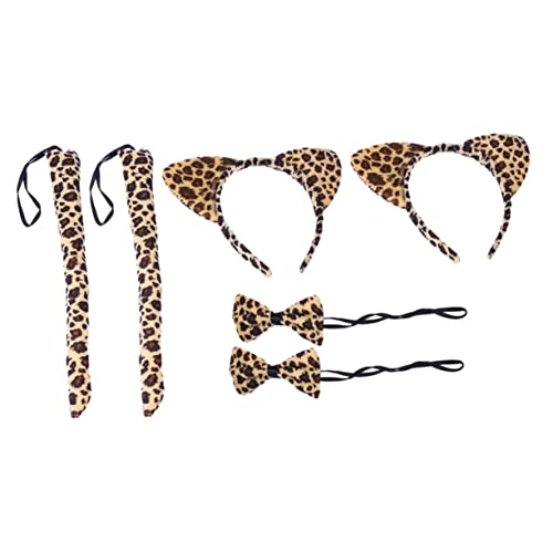 LRXIYODE 6 Stück Teiliges Katzenohren Haarreif mit Schleifen Leopardenmuster Zarter Katzen Einzigartiges Katzenohren Stirnband für Kostüm Party Karneval Cosplay Zubehör von LRXIYODE