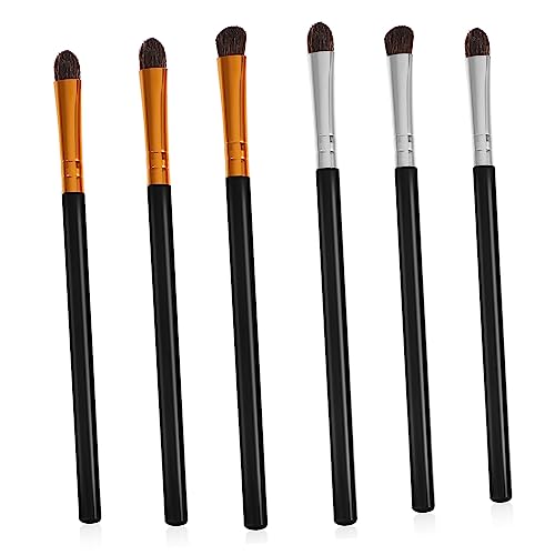 LRXIYODE 6 Stück Teiliges Lidschatten Pinselset mit Weichen Pferdehaaren Kunststoffgriff Vielseitig für Augen Make Up zum Verblenden und Präzisen Auftragen Schwarze und Goldene Pinsel von LRXIYODE