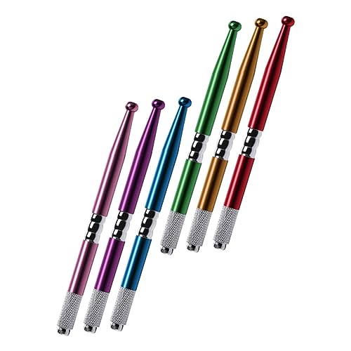 LRXIYODE 6 Stück Teiliges Manuelle Augenbrauenstifte aus Edelstahl Präzise Microblading Pens in Rot Blau Gold Violett und Grün für Professionelle Tattoo Anwendungen und Dauerhafte Make Up von LRXIYODE