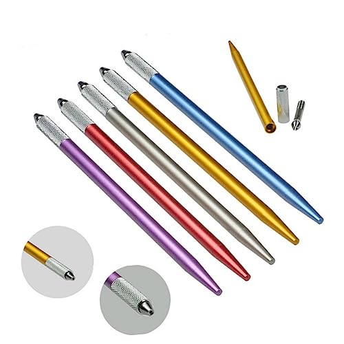 LRXIYODE 6 Stück Teiliges Manuelle Microblading Stifte für Augenbrauen Rot Blau Gold Silber für Eyeliner Lippenkonturen und Tattoo Rekonstruktion von LRXIYODE