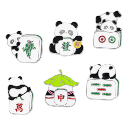 LRXIYODE 6 Stück Teiliges Panda Broschen Chinesischer Stil Niedliche Anstecknadeln für Damen Tierbroschen Vielseitig Tragbar an Kleidung Rucksack Tasche Geeignet von LRXIYODE