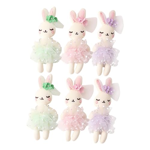 LRXIYODE 6 Stück Teiliges Plüsch kaninchen DIY Haarband und Bekleidungsdekoration Weiche Stofftiere in Pastellfarben Niedliche Hasen ornamente für Mädchen zum kreativen Gestalten und von LRXIYODE