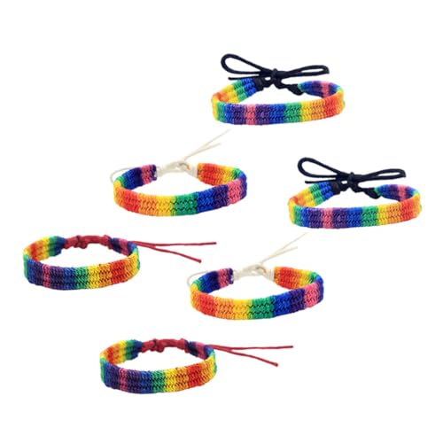 LRXIYODE 6 Stück Teiliges Regenbogen Armband Handgewebte Pride Armbänder Verstellbar Hautfreundlich Geeignet für Party Festival Geburtstag Lgbtq Unterstützung von LRXIYODE