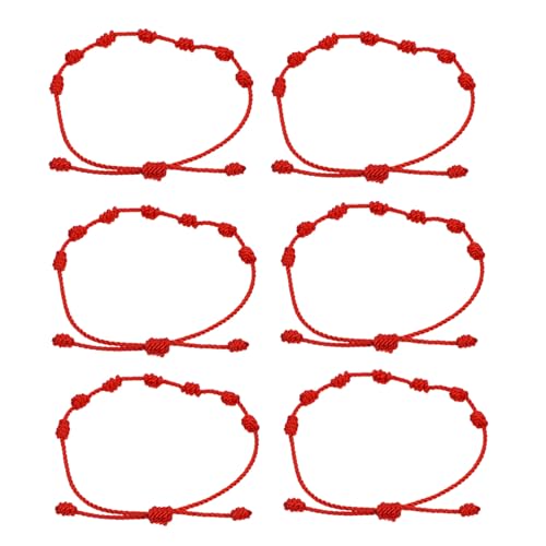 LRXIYODE 6 Stück Teiliges Rotes Geflochtenes Armband Verstellbares Freundschaftsseil mit Glückssymbol Handgefertigtes Schmuckstück Stilvoll und Komfortabel für Damen und Herren von LRXIYODE