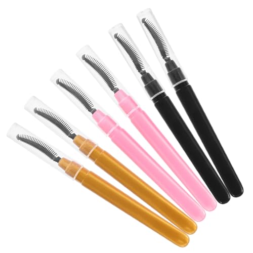 LRXIYODE 6 Stück Teiliges Silikonbeschichteter Wimpernbürsten mit Weichen Borsten Abnehmbaren Schutzkappen Vielseitig für Mascara Auftrag Augenbrauenformung und Reise Make Up in Schwarz von LRXIYODE