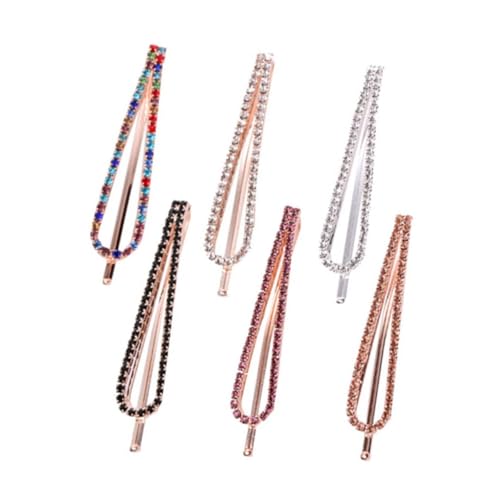 LRXIYODE 6 Stück Teiliges Strass Haarspangen U förmig Haarklammern mit Strasssteinen für Frauen Mädchen Langlebig Modisch Eleganter Haarschmuck in Bunt Champagner Silber von LRXIYODE