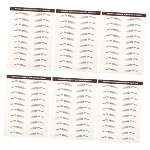 LRXIYODE 6 Stück Teiliges Wasserfester Augenbrauen aufkleber Haarähnliche Fake Eyebrow Stickers Wiederverwendbar durch Wasserkontakt für Frauen mit Dünnen oder Fehlenden Brauen Einfache von LRXIYODE