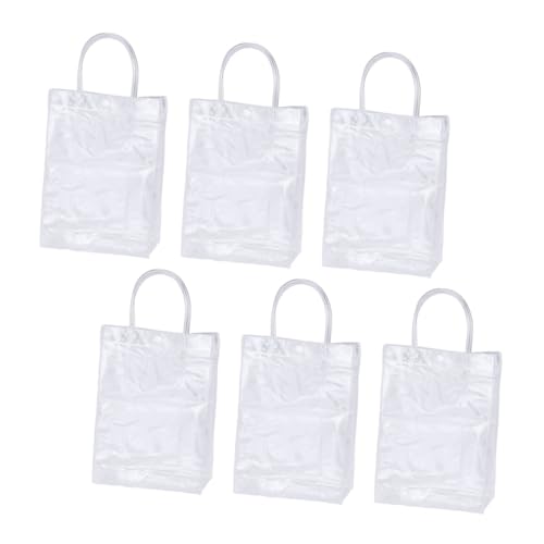 LRXIYODE 6 Stück Transparente PVC Geschenkbeutel Wasserdichte Tragetaschen Vielseitig Verwendbar für Geschenkverpackung Party Weihnachten und Kleine Gegenstände von LRXIYODE