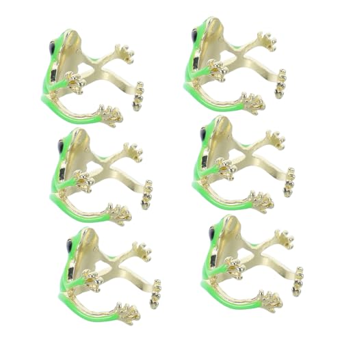 LRXIYODE 6stücke Froschring Verstellbar Süß Grün Für Frauen Vintage Tier Schmuck Accessoires Kawaii Lustig Harzring Froschschmuck Offenes Design von LRXIYODE