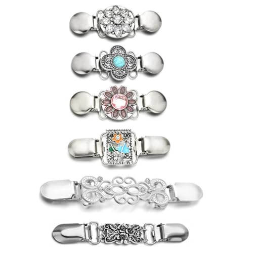 LRXIYODE 6 Stück Vintage Cardigan Clips aus Langlebiger Legierung Modische Pullover und Kragen Clips für Damen und Mädchen Rutschfeste Kleidungshalter für Strickjacken und Kleider Elegant von LRXIYODE