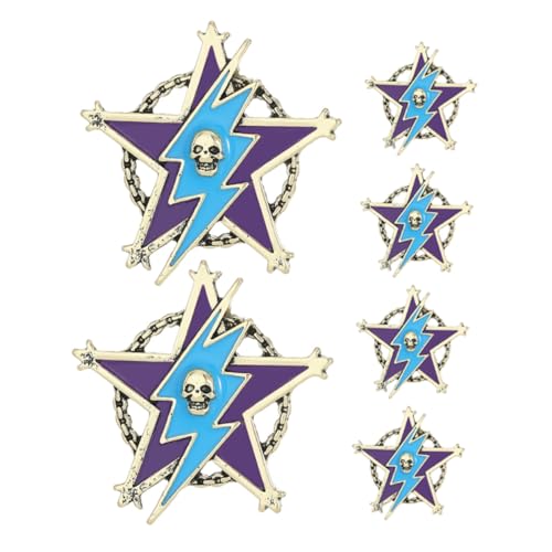 LRXIYODE 6 Stück Vintage Five-pointed Star Broschen für Herren Retro Metall Anstecknadeln mit Filigranem Sternmotiv Leichte Vielseitige Abzeichen für Anzüge Jacken und Rucksäcke von LRXIYODE