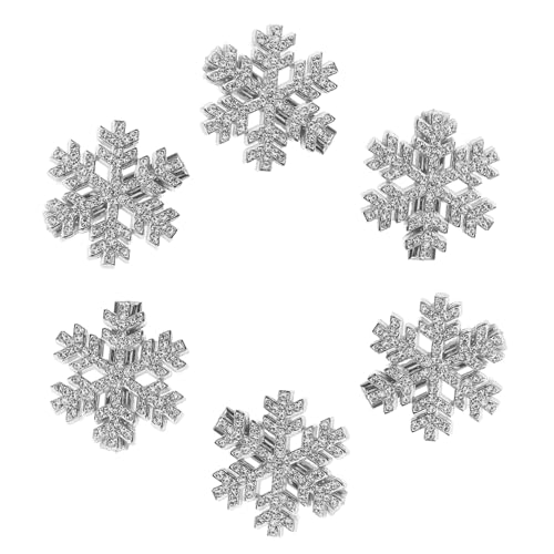 LRXIYODE 6 Stück Weihnachts-krokodilklemmen: Schneeflocken-haarspange Für Frauen Und Mädchen, Süße Haarnadel, Rutschfeste, Glitzernde Haarspange, Druckknopf, Kleine Silberne von LRXIYODE