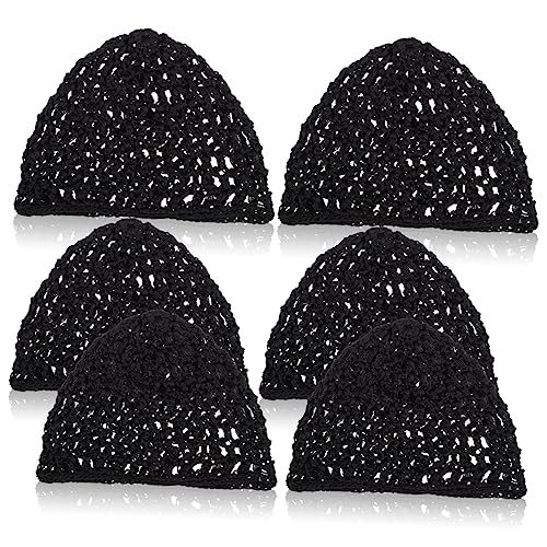 LRXIYODE 6 Stücke Gehäkelte Haarnetze für Frauen Dicke Kurze Badehaarnetze Elastische Haarabdeckungen Weiches Polyester Einfach zu Tragen von LRXIYODE