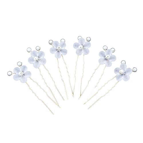 LRXIYODE 6stücke Weiß Perle Haarnadel u Form Blumen Haar Essstäbchen Zubehör Für Braut Hochzeit Mädchen von LRXIYODE