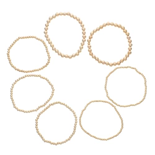 LRXIYODE 7 Stück Teiliges Armbänder set Damen Goldene Perlen Chunky Stretch Armbänder Mehrlagig Stapelbar Elastisch Modisch Vielseitig Schmuck von LRXIYODE