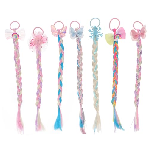 LRXIYODE 7 Stück Teiliges Bunte Geflochtene Haarverlängerungen mit Gummibändern Farbenfrohe Haarschmuck Accessoires für Mädchen für Geburtstage Partys Festivals und Kostüme von LRXIYODE