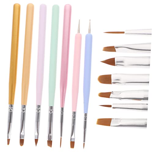 LRXIYODE 7 Stück Teiliges Nagelkunst Pinselset Doppelseitige Malpinsel für Kreative Maniküre und DIY Nageldesigns Flexibel für Profis und Zuhause von LRXIYODE