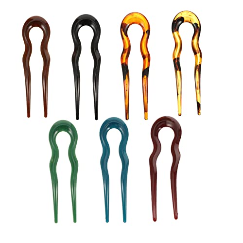 LRXIYODE 7 Stück Teiliges U förmiges Haargabel Langlebigem Material Wellige Haarnadeln in Leopard Uni farben Stilvolle Haarschmuck dekoration für Damen Geeignet für Partys und Alltag von LRXIYODE