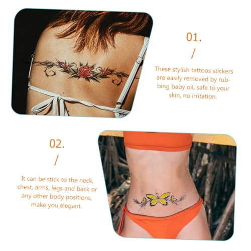 LRXIYODE 8 Blatt Wasserfeste Temporäre Tattoos Frauen Realistische Blumen Schmetterlinge Hautfreundlich Atmungsaktiv Abwaschbare Körperaufkleber für Festival Party von LRXIYODE