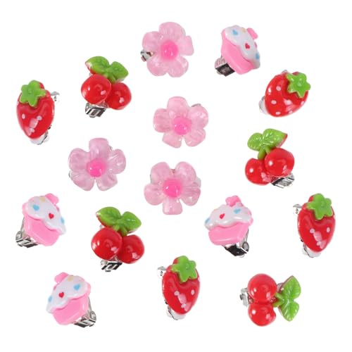 LRXIYODE 8 Paare Mädchen Ohrclips ohne Ohrloch Bunte Ohrringe Niedliche Ohrclip Erdbeer Blume Eiscreme Motiven Modische Ohrschmuck für Party und Alltag von LRXIYODE