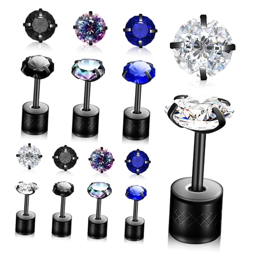 LRXIYODE 8 Paare Ohrstecker mit Funkelnden Strasssteinen Vielseitige Einfache Metal Ohrringe für Damen und Herren Langlebiger Schmuck für Alltag und Festlichkeiten von LRXIYODE