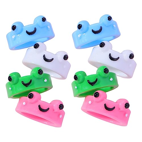LRXIYODE 8stücke Dekorative Harz Fingerringe Frosch Schmuck Für Damen Schmuckgeschenk Party Dekor Farbe von LRXIYODE