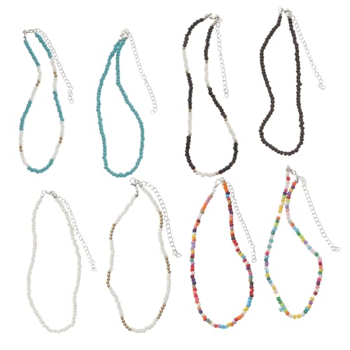 LRXIYODE 8 Stück Teiliges Bunte Perlenketten Damen Kurze Halsketten Boho Stil Modische Halsschmuck für Mädchen und Frauen als Geeignet von LRXIYODE