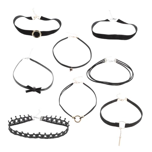 LRXIYODE 8 Stück Teiliges Choker Halskette für Damen Verstellbar Einfaches Schmuck Hautfreundlich Modisch zur Betonung Schlüsselbeins und Vielseitigem Tragen von LRXIYODE