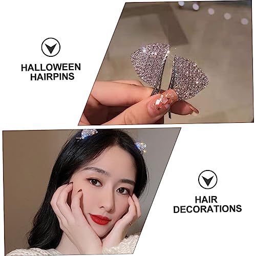 LRXIYODE 8 Stück Teiliges Glitzernde Katzenohren Haarclips mit Strass Stilvolle Halloween Haarspangen für Damen und Mädchen Langlebige Einfach Anzubringende Haaraccessoires für Festliche von LRXIYODE