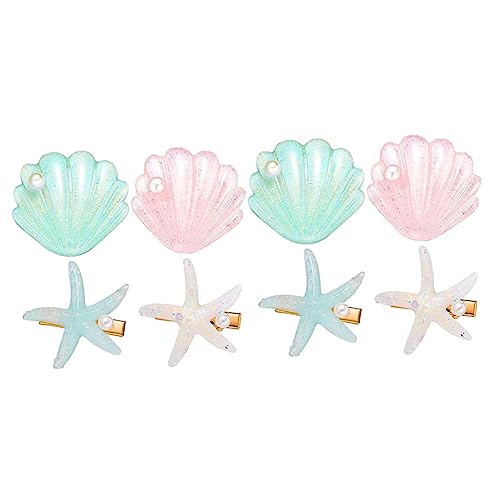LRXIYODE 8 Stück Teiliges Haarklammern Muschel Design für Mädchen Perlen Haarspangen Haaraccessoires für Partys Hochzeiten Strand und Alltag von LRXIYODE