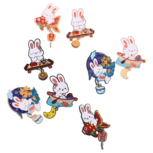 LRXIYODE 8 Stück Teiliges Hasenbroschen Zinklegierung Niedliche Cartoon-tier-anstecker Emaillierte Reversnadeln Vielseitige Kleidungsschmuck für Jacken Schals Taschen Geschenk für Damen von LRXIYODE