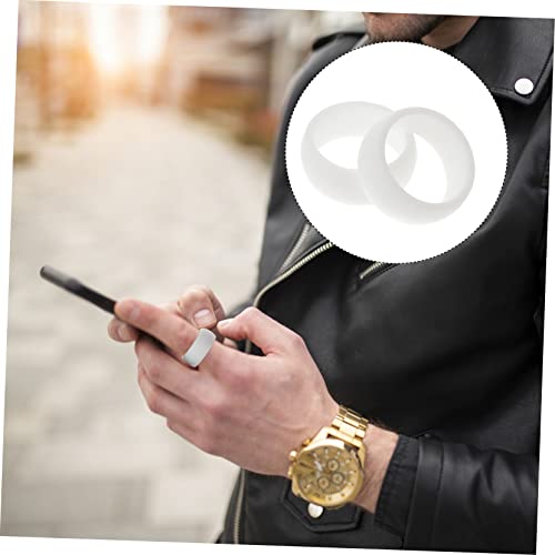 LRXIYODE 8 Stück Teiliges Herren Silikonringe Sportlich Flexibel Fitness Finger Ringe Weiß Komfortabel Für Training Outdoor Aktivitäten von LRXIYODE