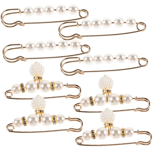 LRXIYODE 8 Stück Teiliges Perlen Broschen mit Strickjacken Schalclip Elastischer Taillenbund Pin für Hosen und Röcke Langlebige Schmucknadel zur Taillenfixierung und Kleidungsanpassung von LRXIYODE