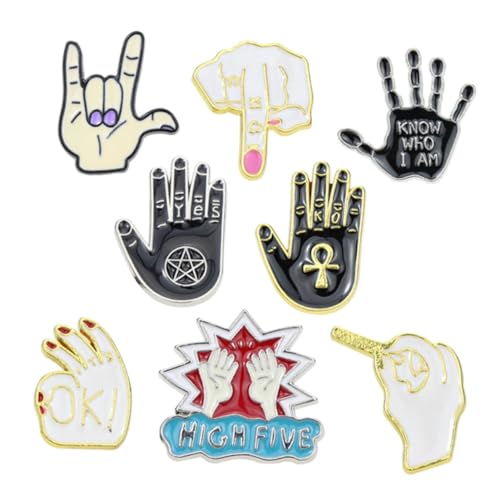 LRXIYODE 8 Stück Teiliges Set Vintage Punk Buchstaben Broschen Hand Design Anstecknadeln für Kleidung Taschen Hüte Geeignet für Erwachsene von LRXIYODE