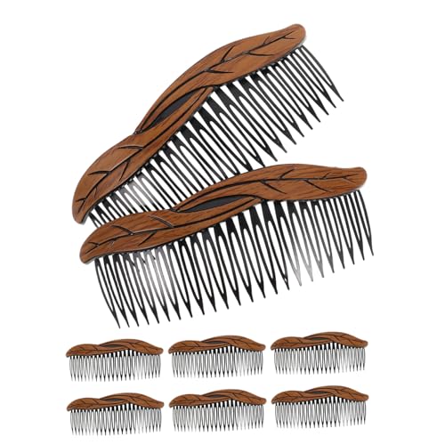 LRXIYODE 8 Stück Vintage Haarkamm Kunststoff Zähne mit Dekorativem Blattmuster Leicht Kompakt für Damen und Mädchen zum Frisieren und Stylen Unterwegs von LRXIYODE