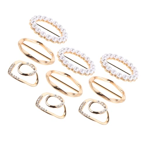 LRXIYODE 9 Stück Teiliges Kleidung Neckerchief Clips Goldfarben mit Strass und Perlen Vielseitige Schal und T Shirt Befestigung Kompakter Eleganter Taillen und Saumhalter für Damen von LRXIYODE