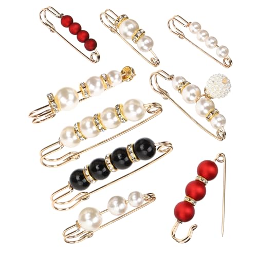 LRXIYODE 9 Stück Teiliges Perlen Cardigan Clips Stilvolle Broschen für Damen Vielseitige Schal und Pullover Clips Leichte Langlebige Mode Accessoires zum Fixieren von Kleidung und Schals von LRXIYODE